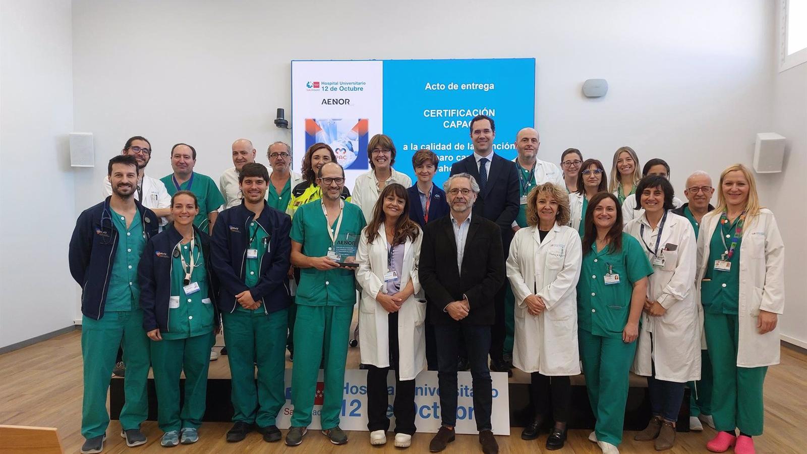 Certificación CAPAC: El Hospital 12 de Octubre, líder en manejo de paradas cardiacas extrahospitalarias
