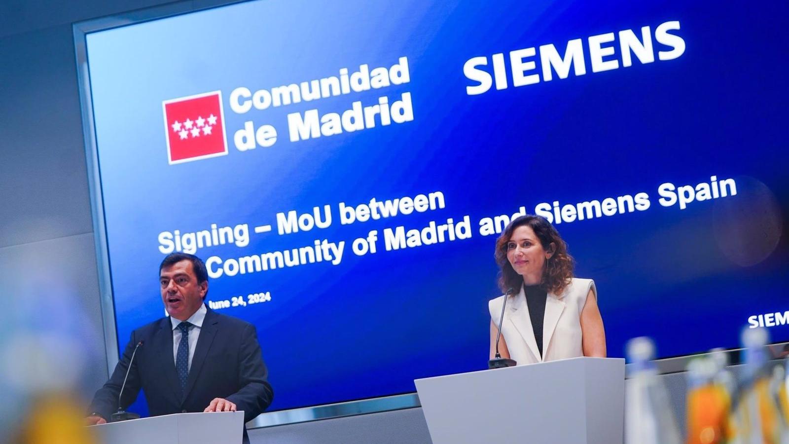 Ayuso y Siemens firman un acuerdo para impulsar la formación en nuevas tecnologías