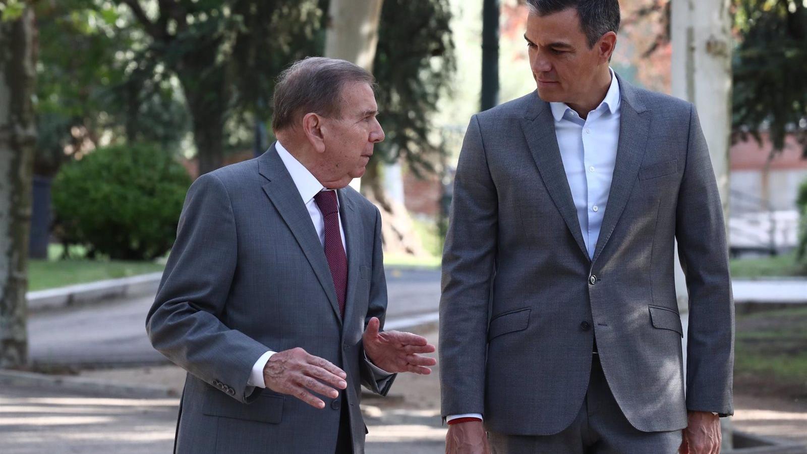 Encuentro entre Edmundo González y Pedro Sánchez en La Moncloa
