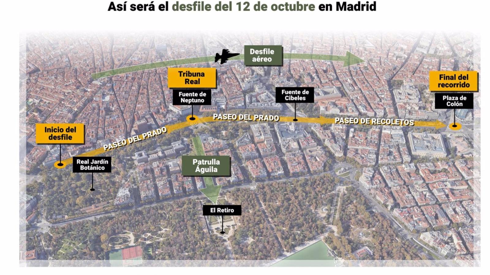 Cortes de tráfico y refuerzo en el transporte público por el desfile del 12 de octubre