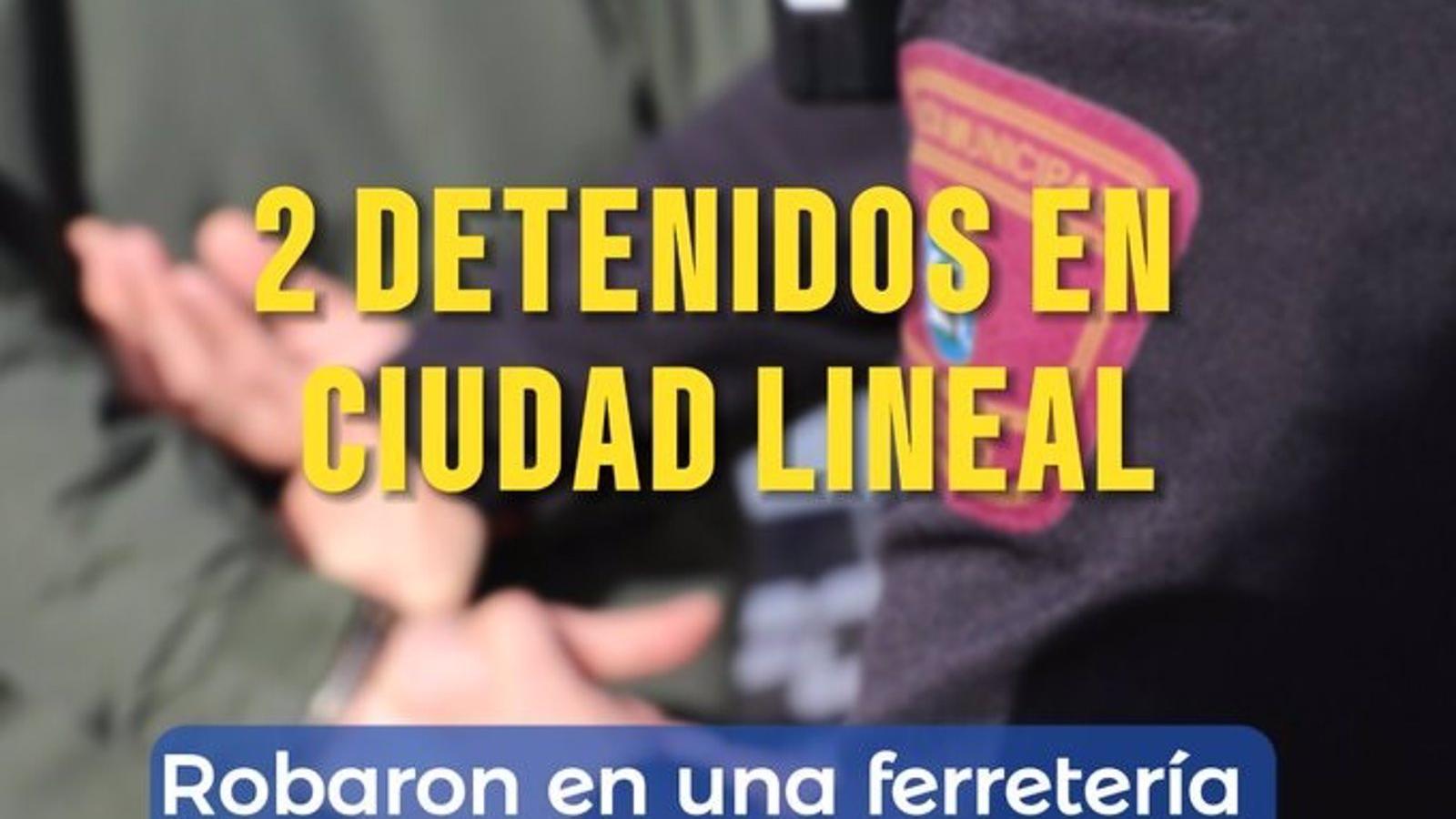 Detienen a dos individuos por un hurto en una ferretería de la calle Alcalá