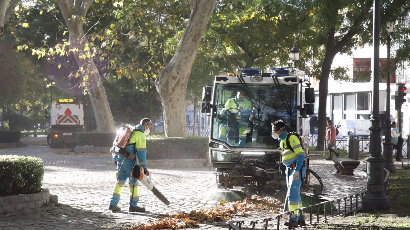 Madrid inicia la campaña de recogida de hojas con más de 2.200 operarios y 152 barredoras