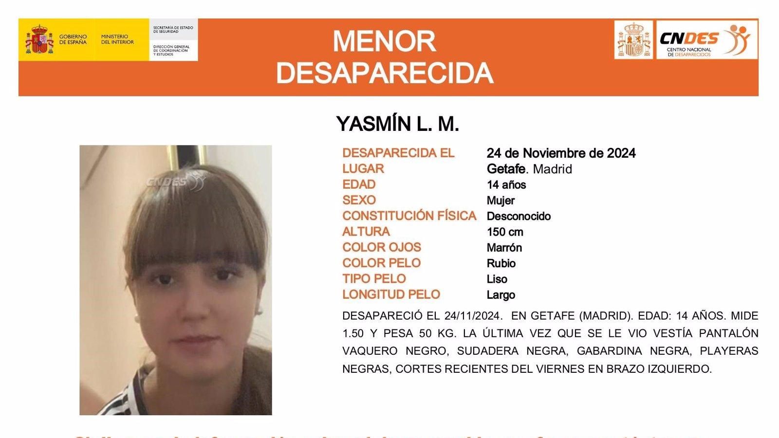 Desaparecida una menor de 14 años en Getafe