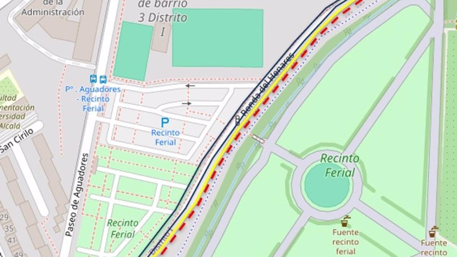 Cortes de tráfico en la Ronda del Henares de Alcalá por obras en las aceras