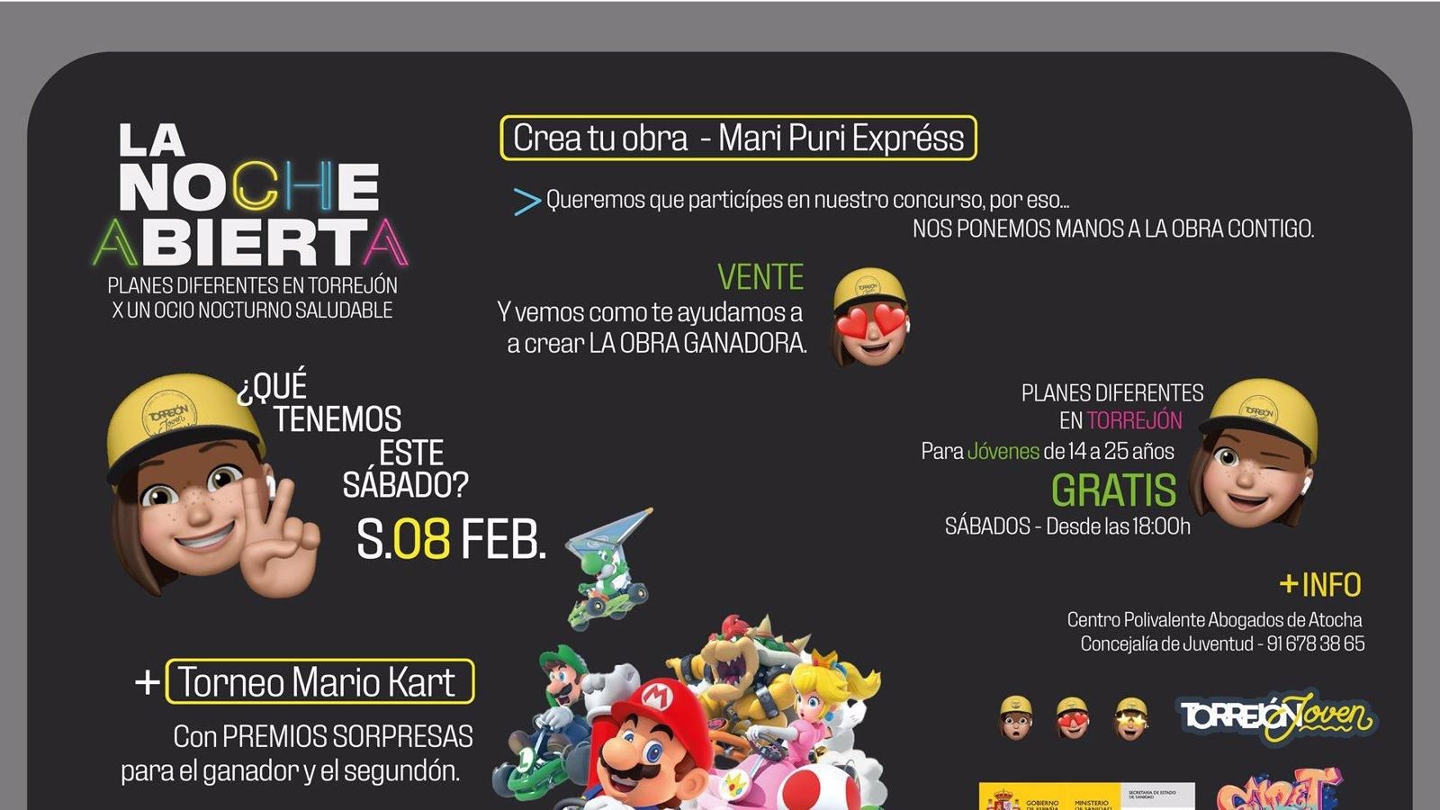Torrejón de Ardoz ofrece torneo de Mario Kart y concurso Mari Puri Express en su programa de ocio saludable