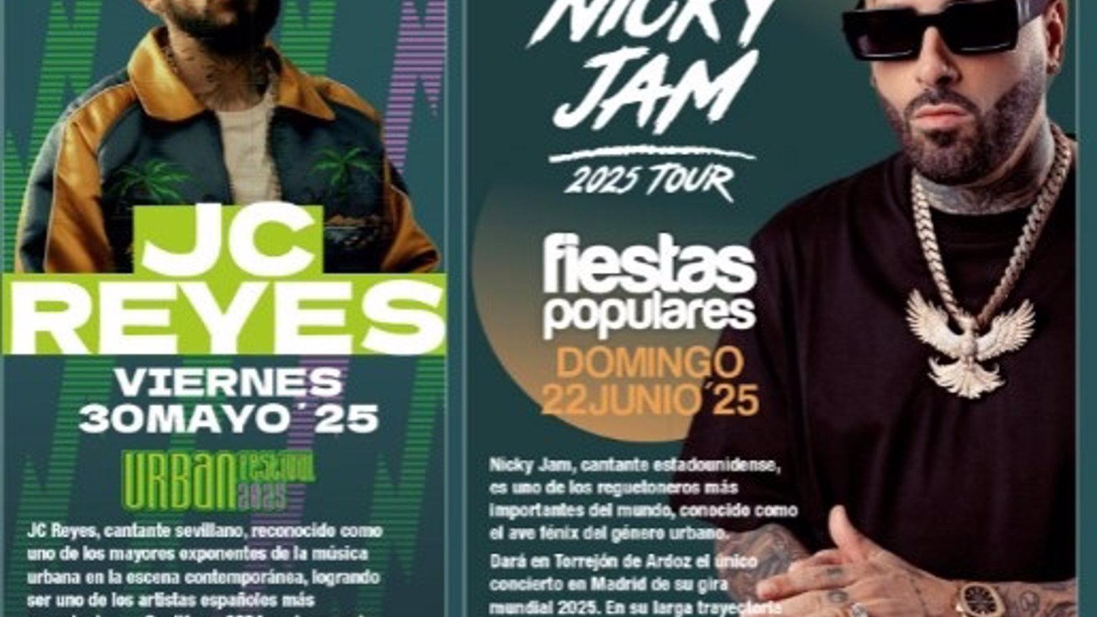 Torrejón ofrece entradas para conciertos de Nicky Jam y JC Reyes con invitaciones gratuitas