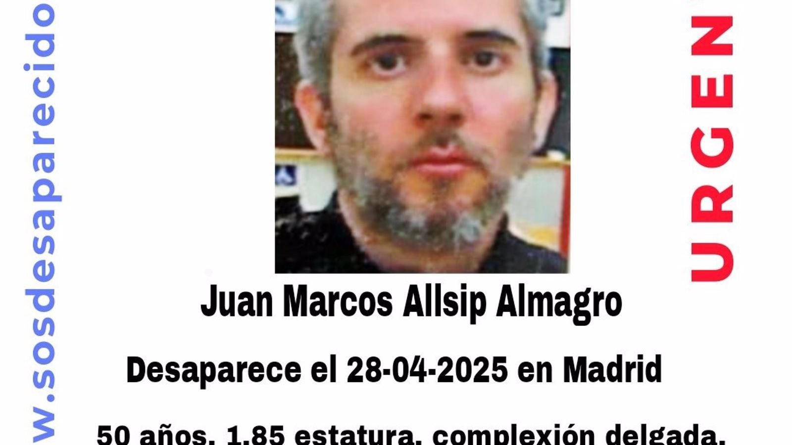 Buscan en Madrid a un hombre de 50 años desaparecido desde el 28 de abril