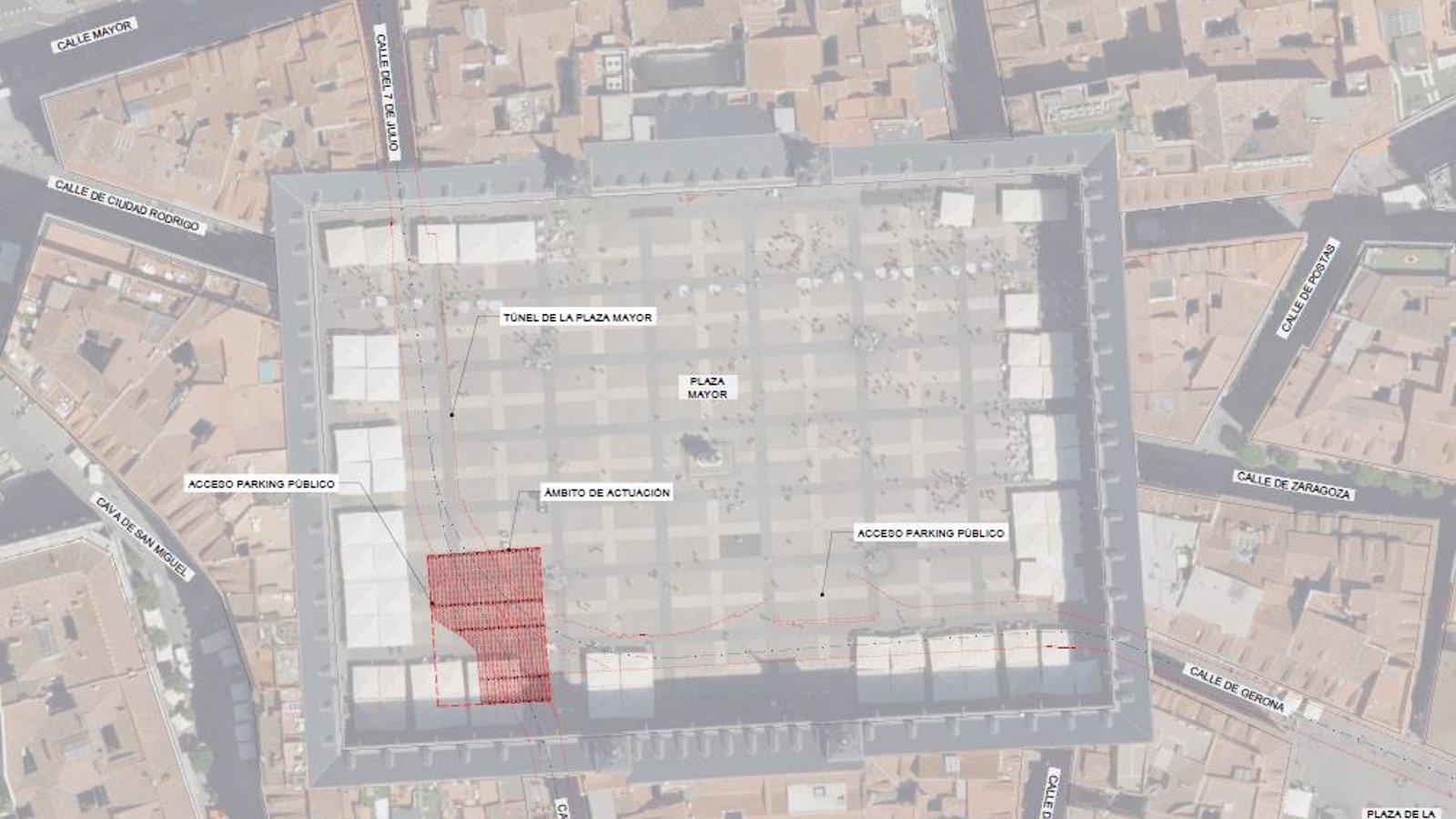 Arrancan las obras de rehabilitación del túnel bajo la Plaza Mayor de Madrid