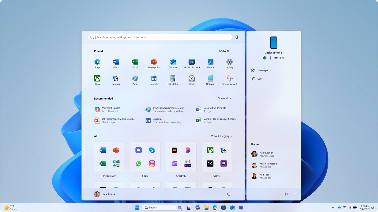 Microsoft rediseña el menú de Inicio de Windows 11