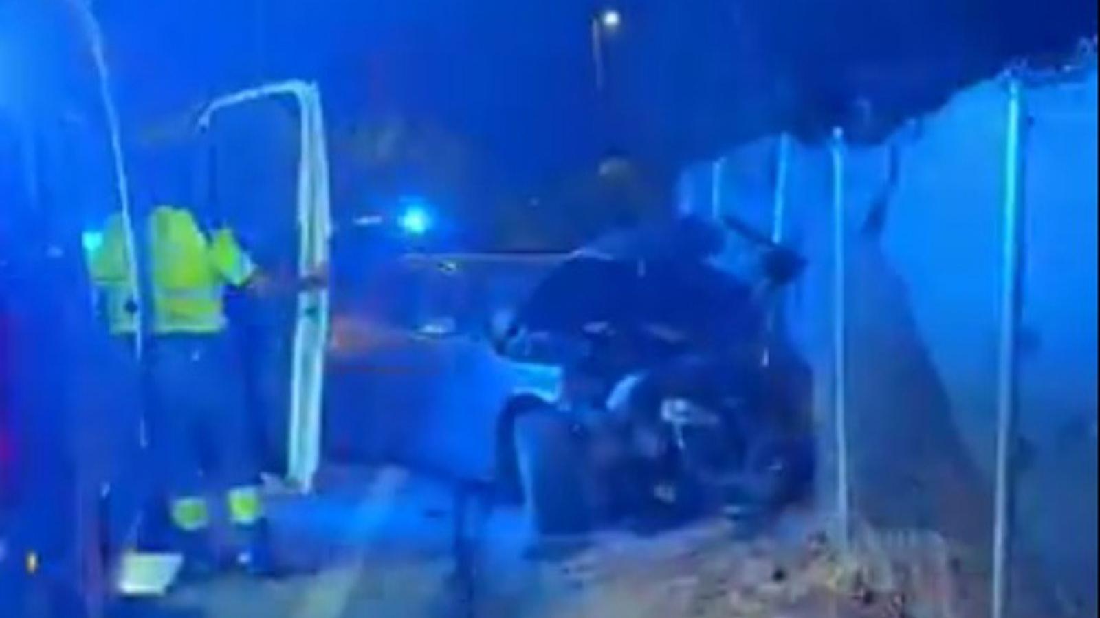 Un conductor ebrio se estrella tras una persecución a 170 km/h en la A-3 de Madrid