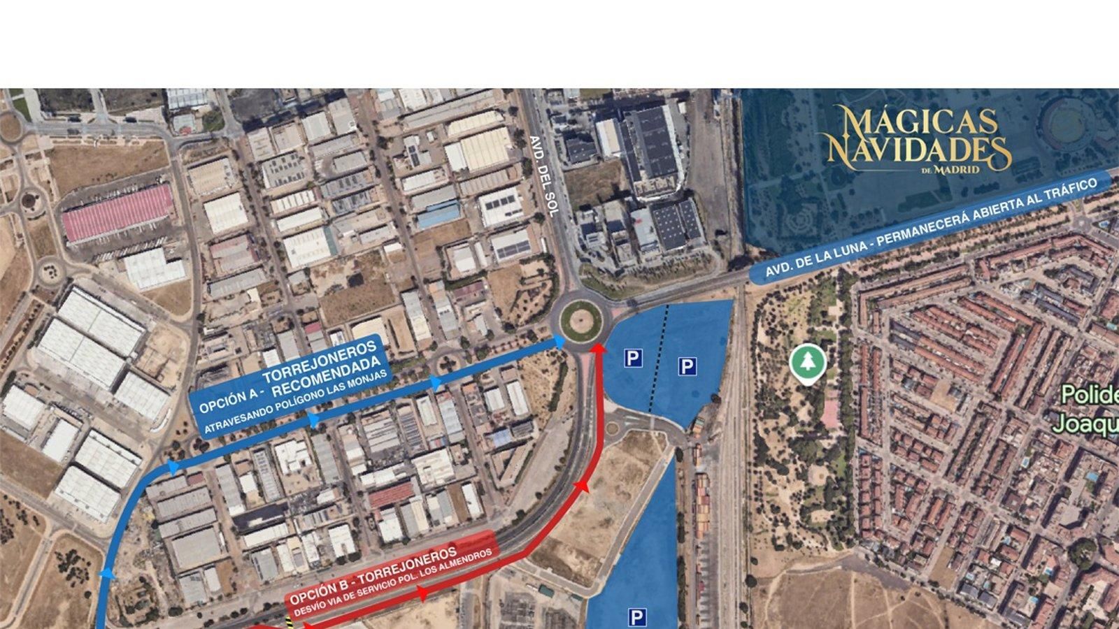 La Avenida de la Luna de Torrejón permanecerá abierta cerca del Parque Mágicas Navidades