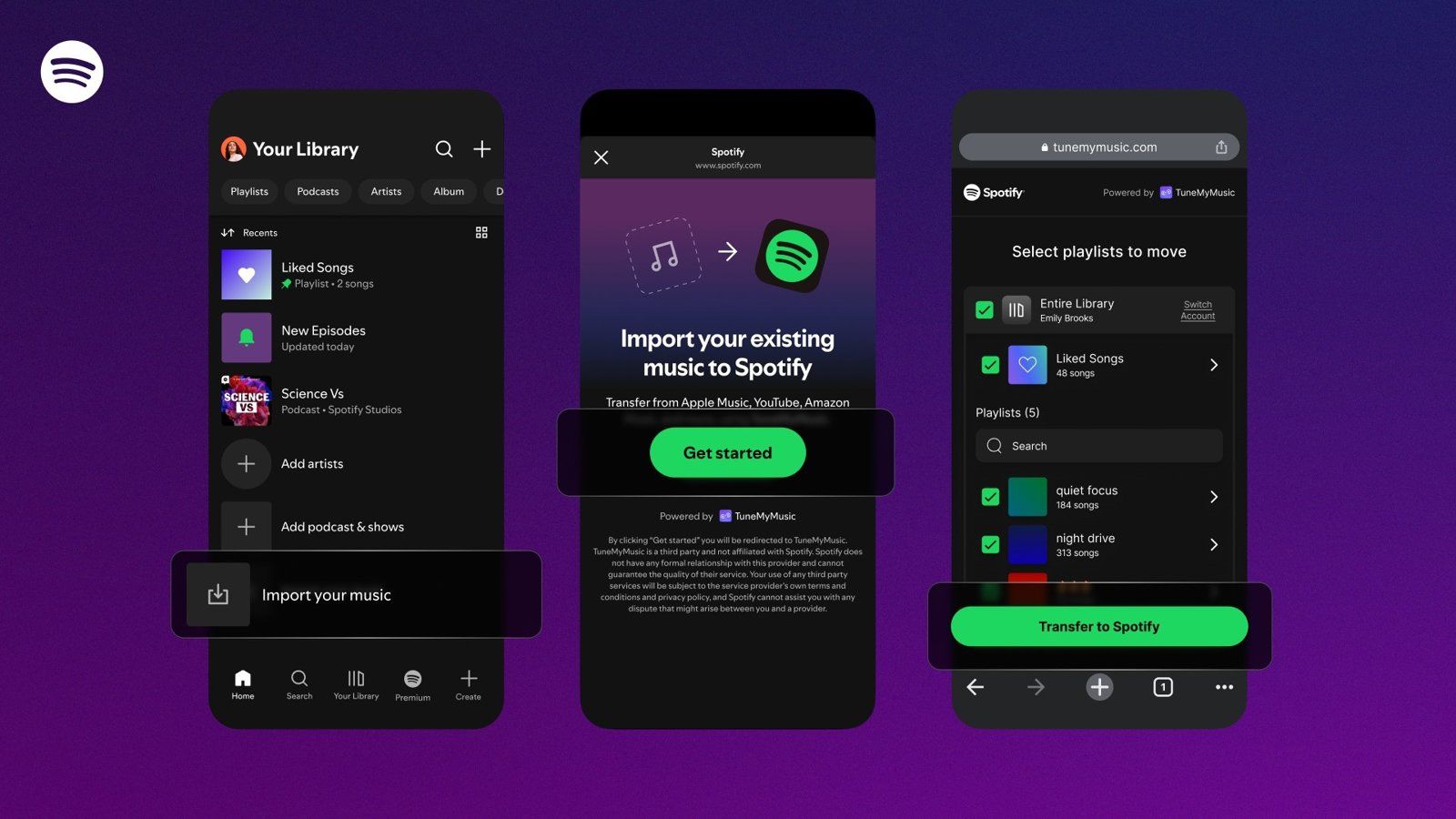 Spotify permitirá la importación de listas de reproducción de otros servicios de 'streaming' con TuneMyMusic